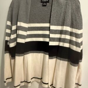 Liz Claiborne Women's Black, Gray, and Cream Striped Cardigan